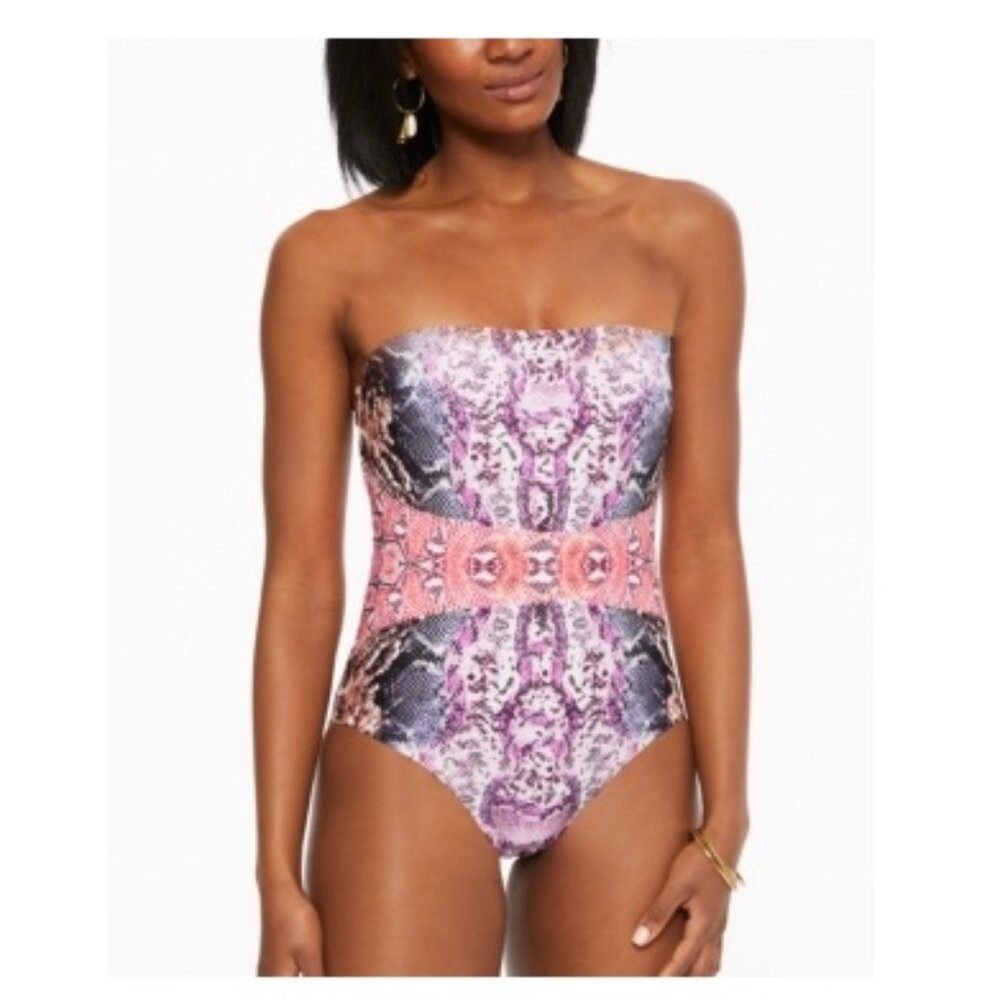 NWT BAR III Womens Removable Straps Bandeau One Piece Swimsuit Size M $80 FF342